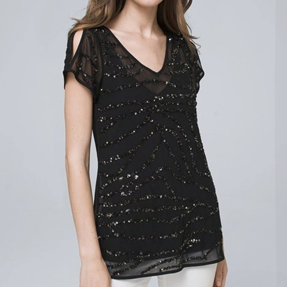 NWT WHBM BLACK EMBELLISHED TUNIC